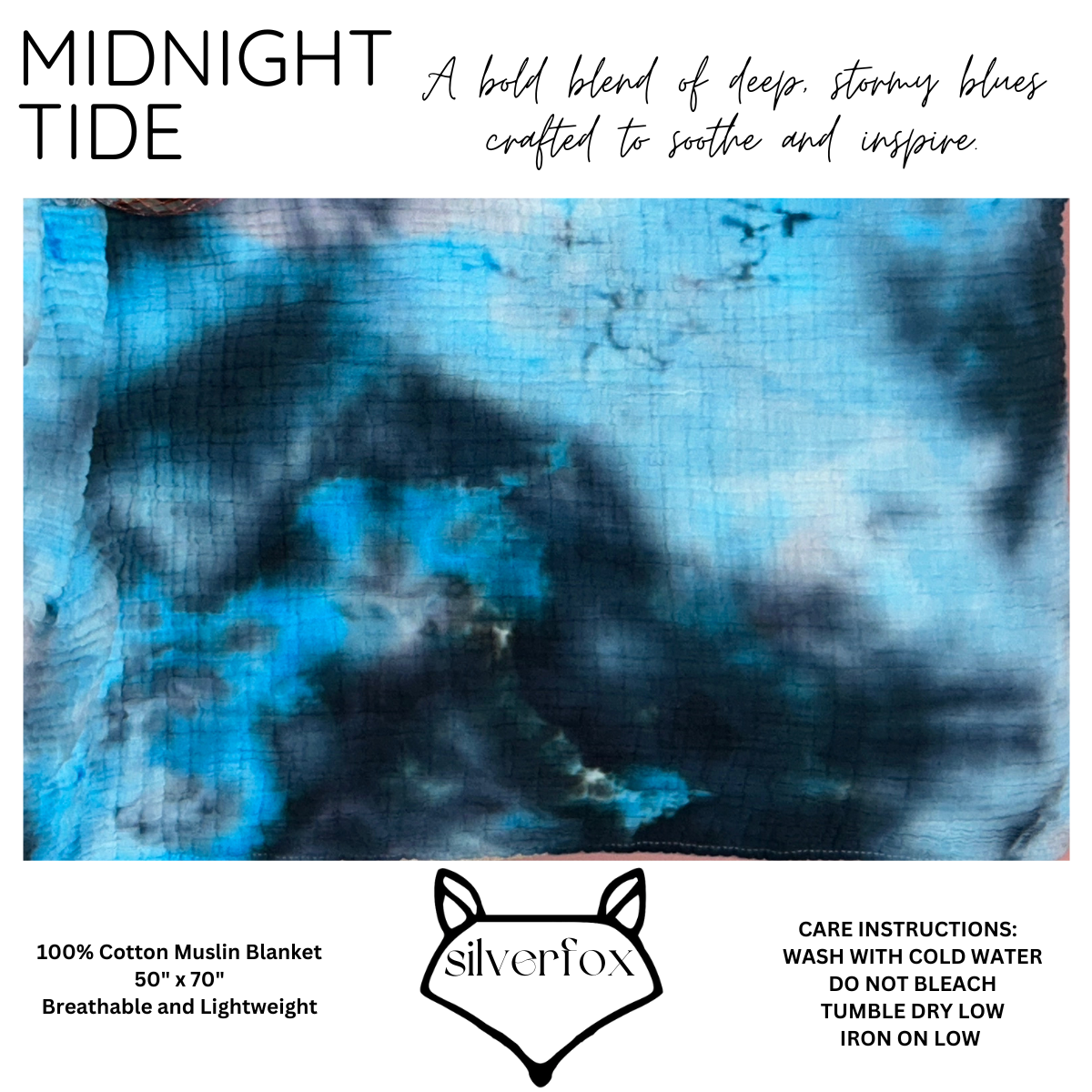 Midnight Tide- 100% Cotton Muslin Blanket