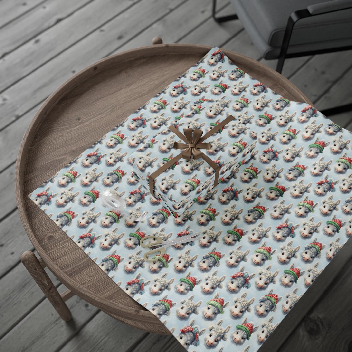 On the Farm with Donkey Wrapping Paper