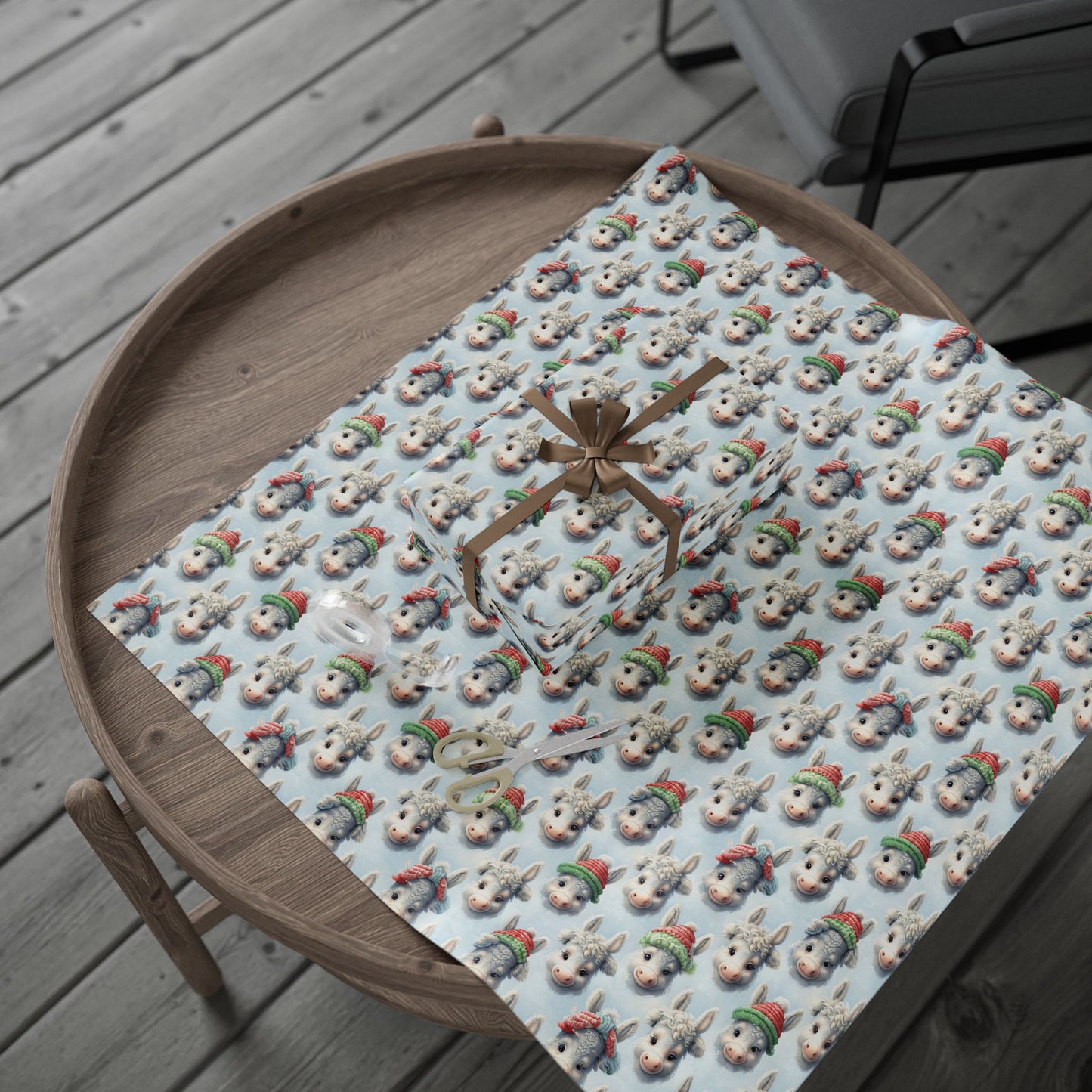 On the Farm with Donkey Wrapping Paper