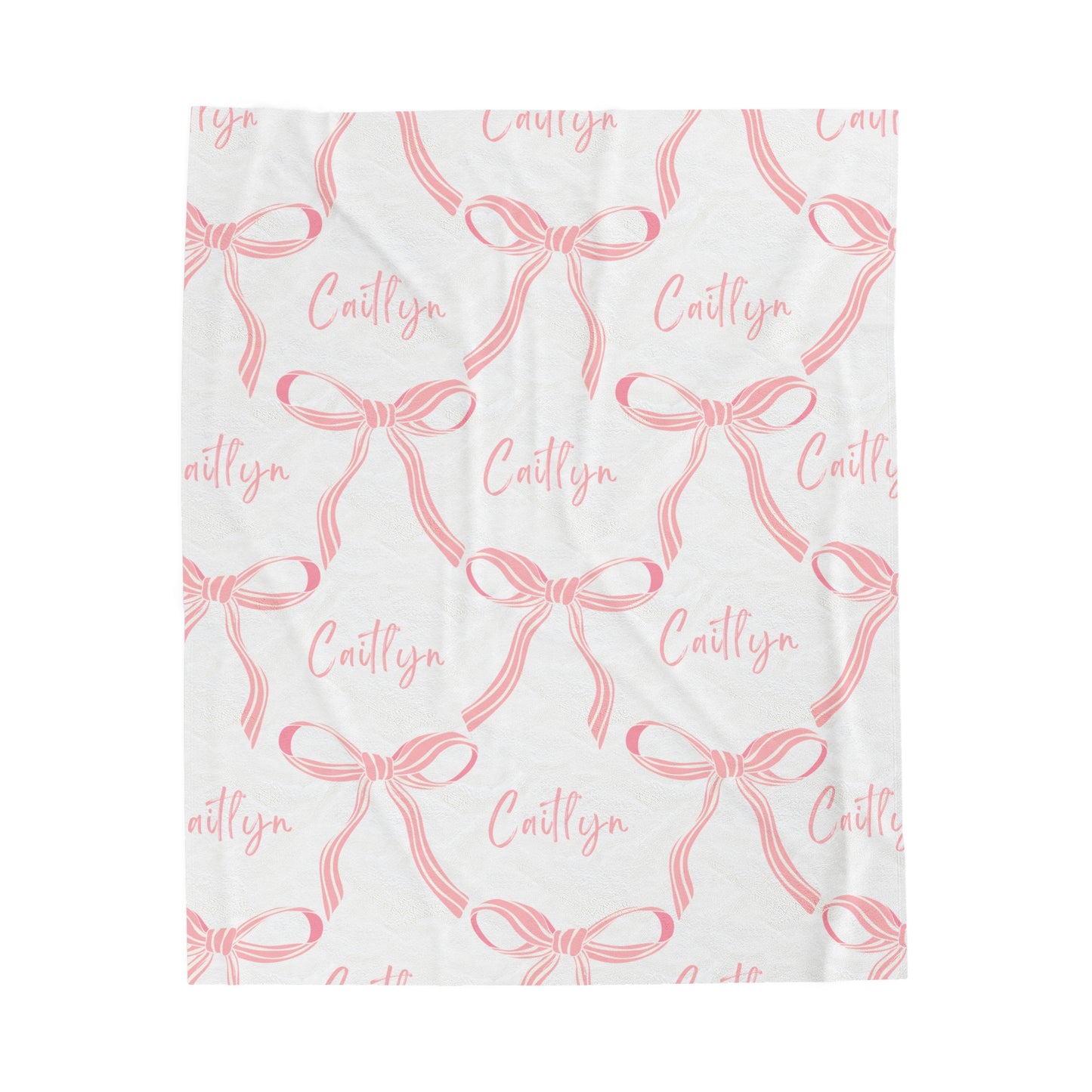 Dainty Bow and Name velveteen plush blanket