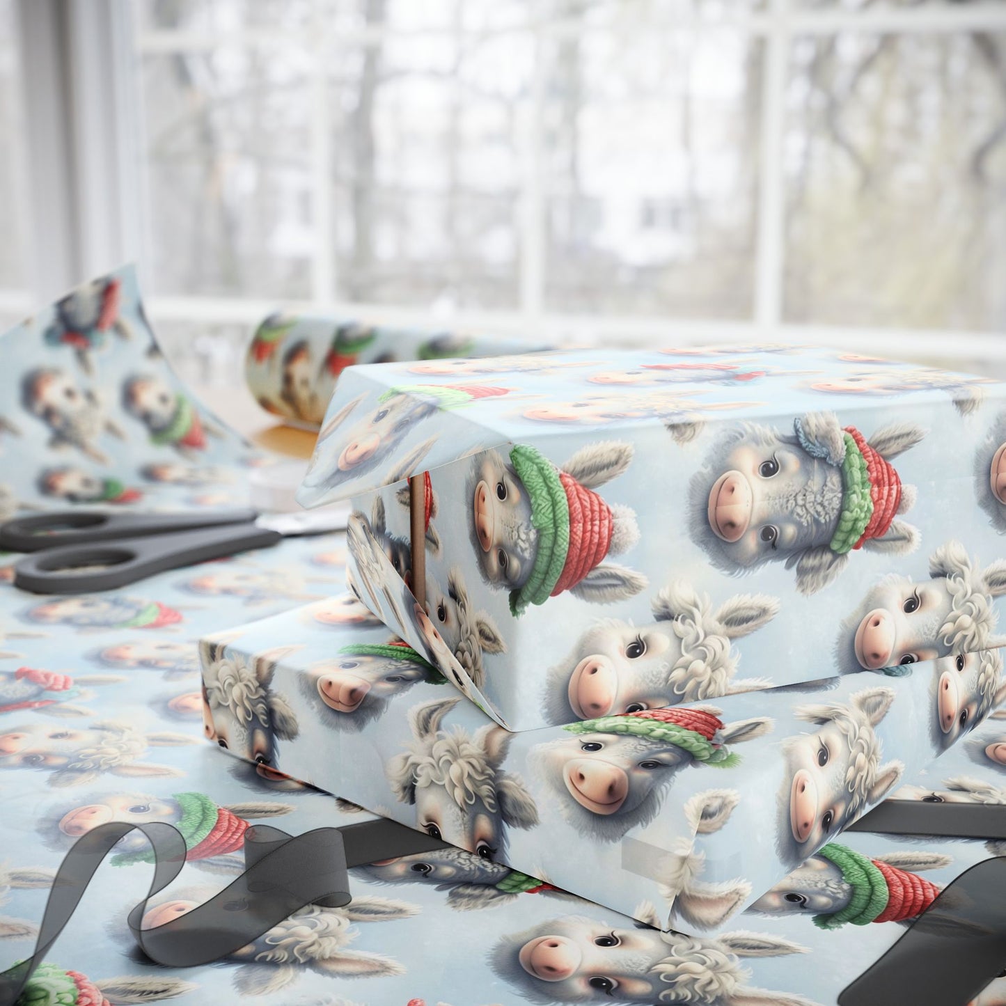On the Farm with Donkey Wrapping Paper