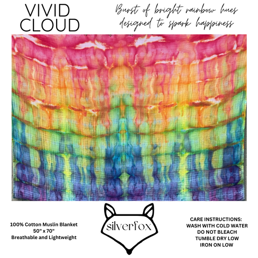 Vivid Cloud- 100% Cotton Muslin Blanket