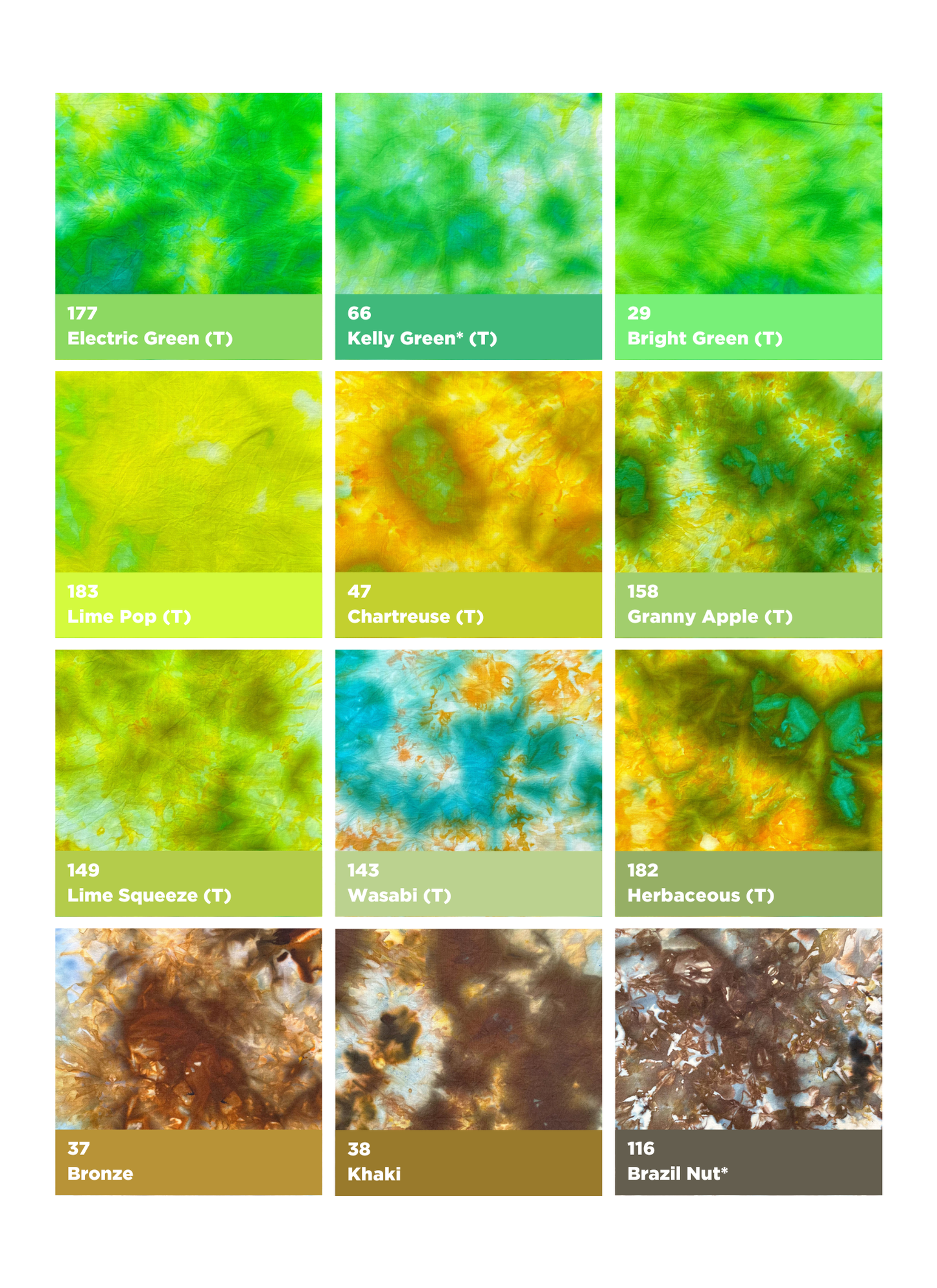 ICE TIE DYE COLOR SAMPLES