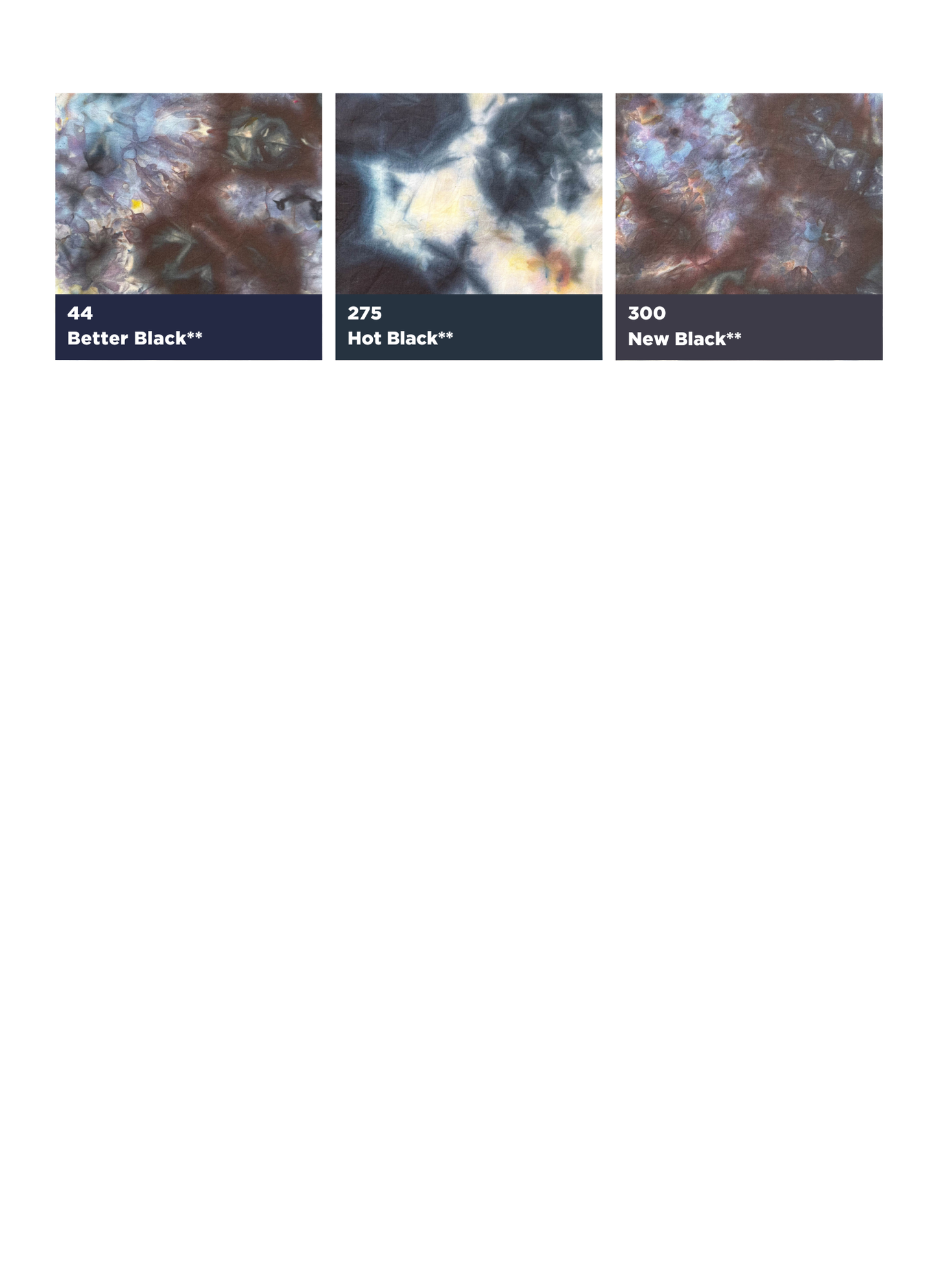 ICE TIE DYE COLOR SAMPLES