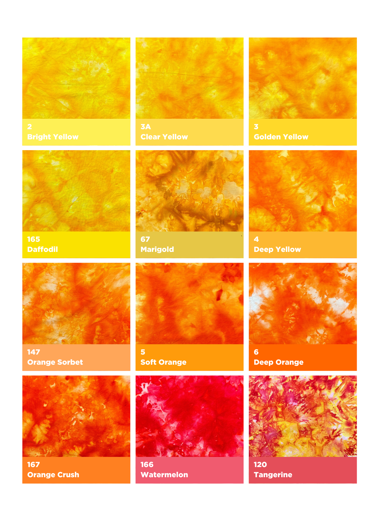 ICE TIE DYE COLOR SAMPLES