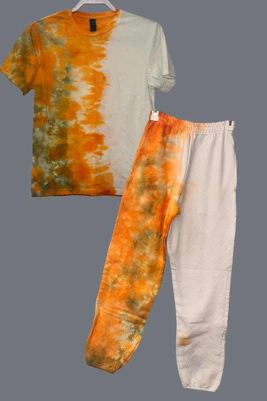 Half and Half Sweatsuit- Orange Crush