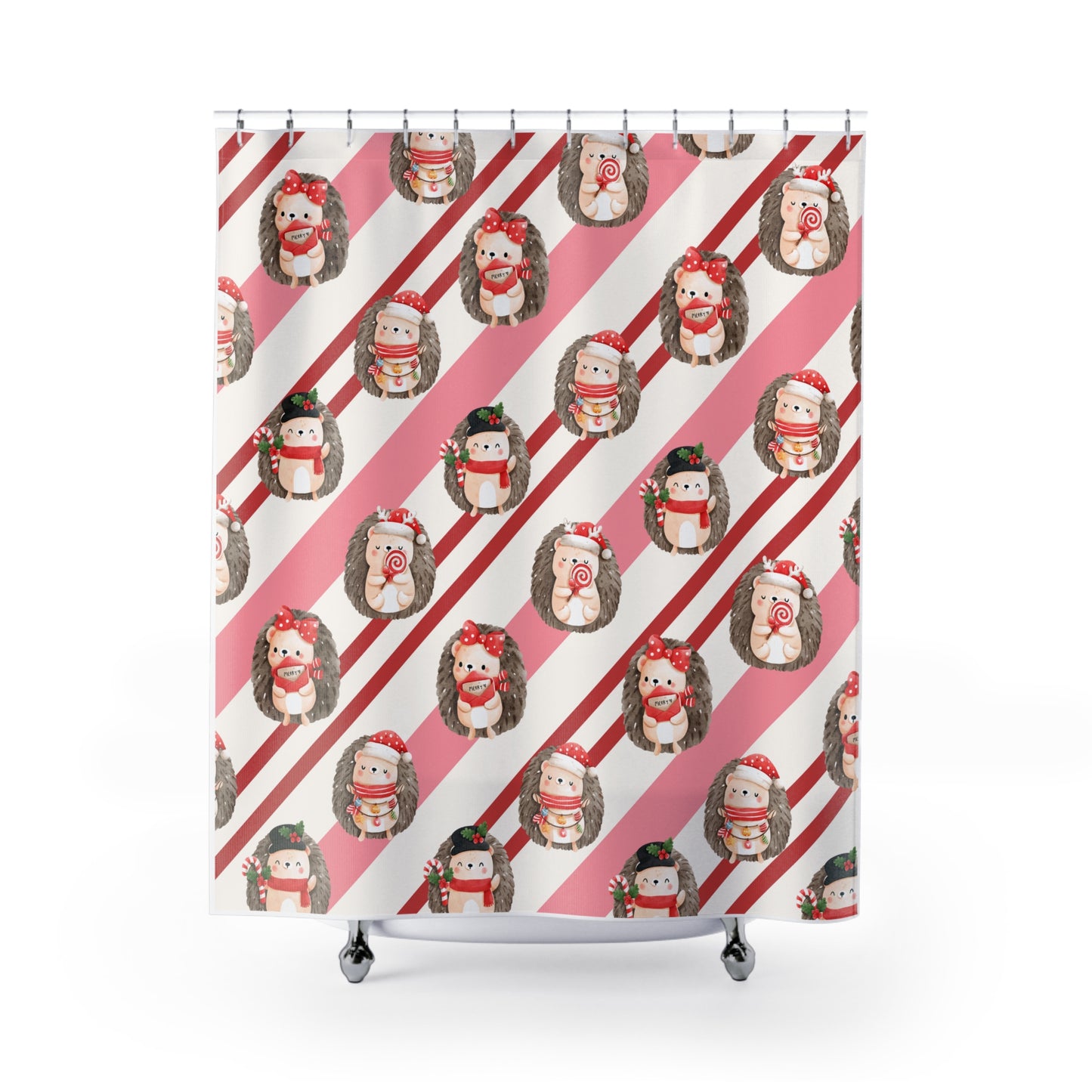 Hedgehog Christmas Shower Curtain