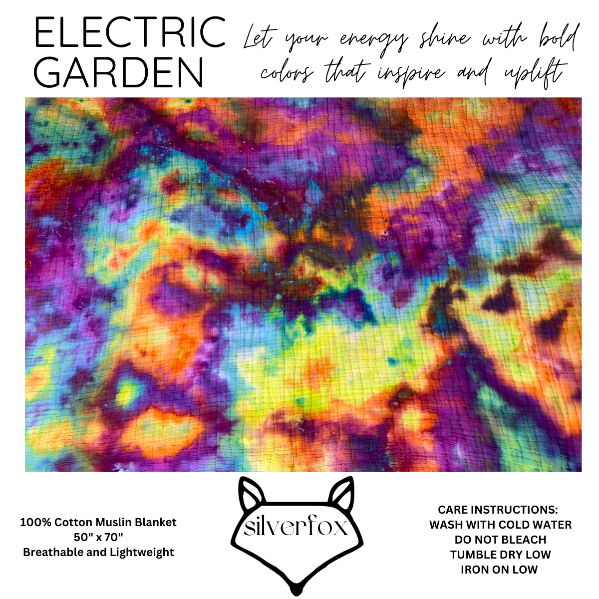 Electric Garden- 100% Cotton Muslin Blanket