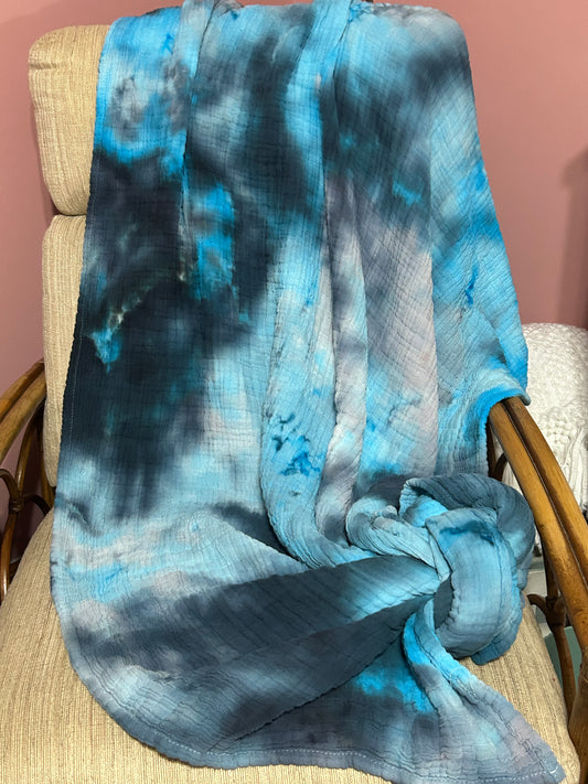 Midnight Tide- 100% Cotton Muslin Blanket