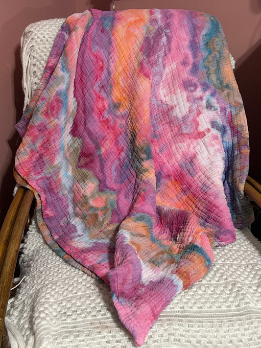 Sunset Watercolor- 100% Cotton Muslin Blanket